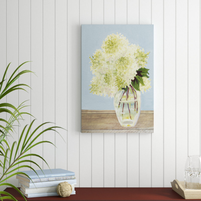 «Hydrangea Vase II», peinture sur toile, H 30 po x l 20 po