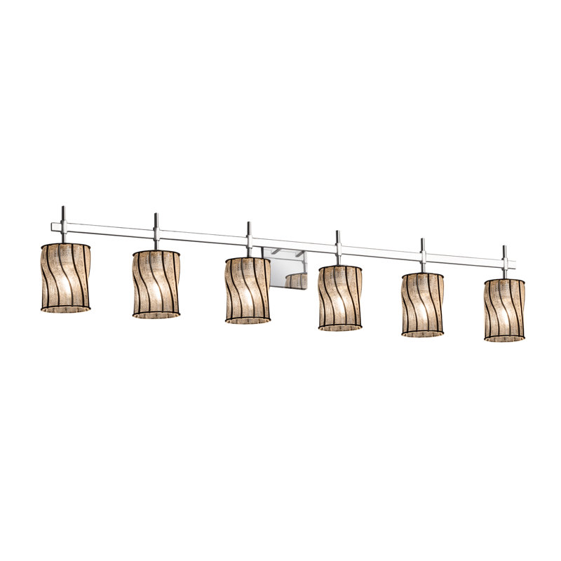 Astor 6 - Light Dimmable LED Bath Bar, Polished Chrome, Swirl with Clear Bubbles, Incandescent