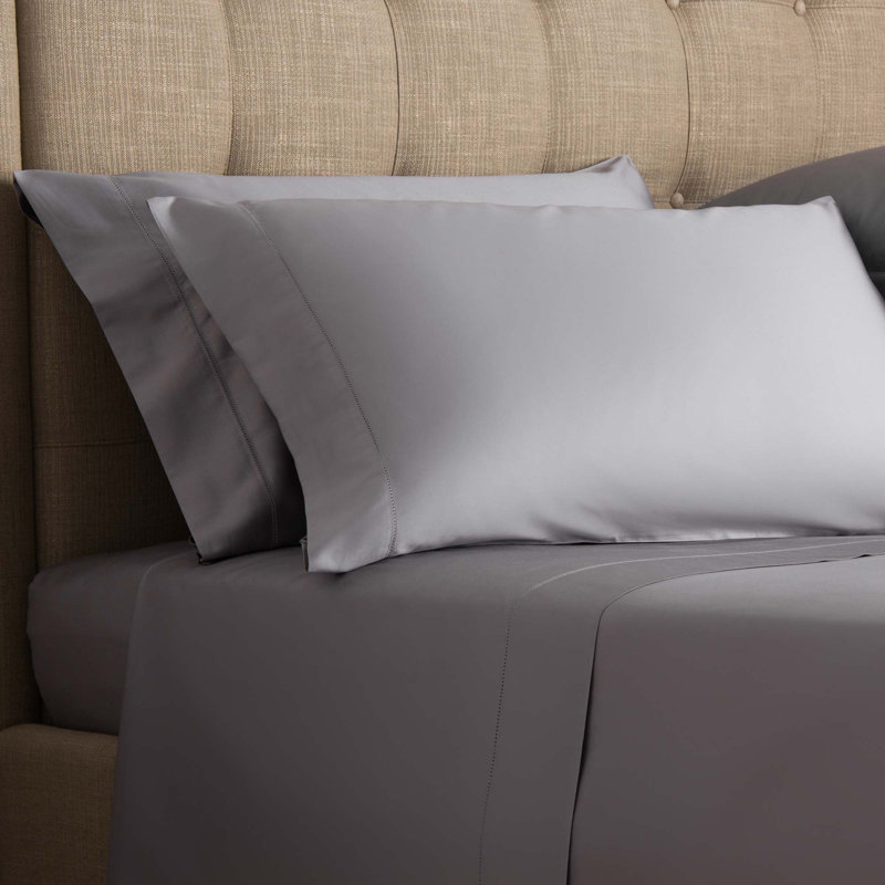 Single Ajour Sheet Set, Gray, Queen Sheet Set with 2 Pillowcases