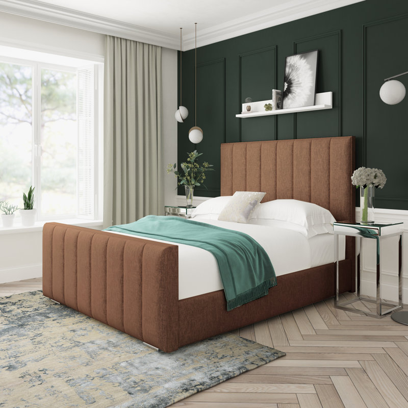 Oakley Chenille Upholstered Ottoman Bed Frame, Brown, Kingsize (5')