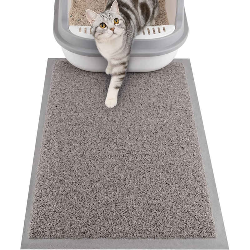 Tapis pour litière pour chat, 20 po x 15 po, imperméable, antidérapant, facile à nettoyer, lavable, piège à litière pour chat, gris