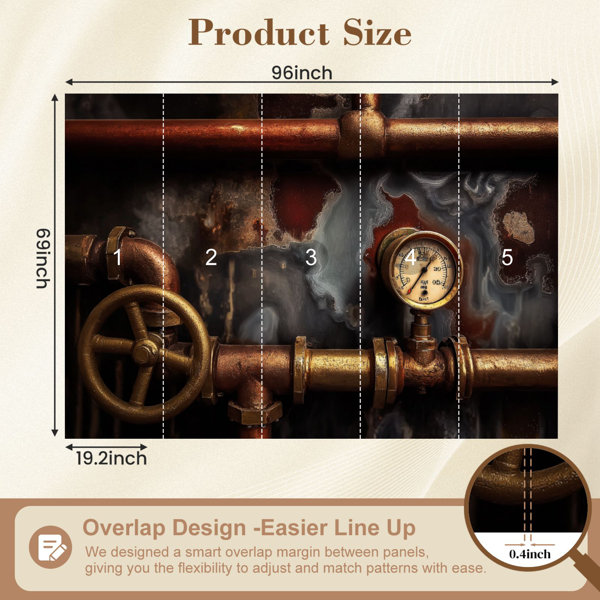 Red Barrel Studio Peel and Stick Wallpaper vintage steampunk Tube Retro ...