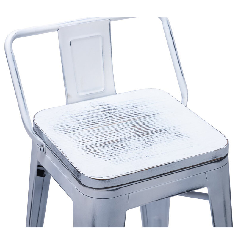 Maresca Counter Stool with Metal Frame, Counter Stool (26" Seat Height) , White, White