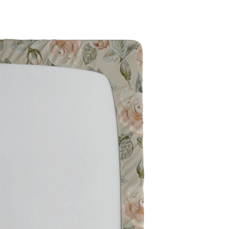 Drap-housse Ambesonne, Taupe chaud, brun clair, kaki / floral, Drap-housse de taille très grand
