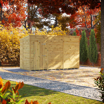 Powersheds 12 x 6ft Premium Pressure Treated Timber Windowless Pent Garden Shed