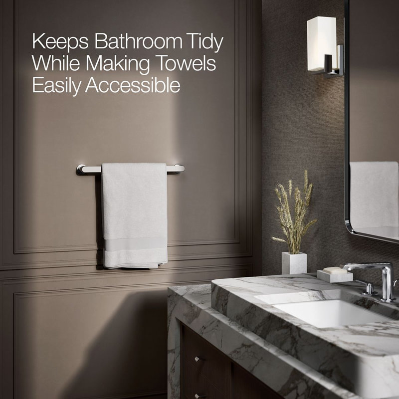 Avid Towel Bar, 18"W, Polished Chrome