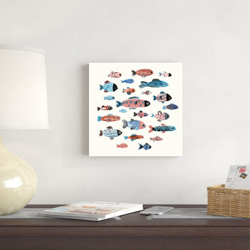 " Fish School II " by Annie Warren Painting Print, 12" H x 12" W  