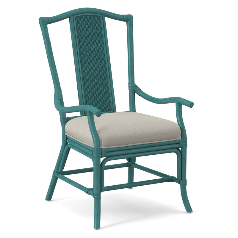 Drury Lane Slat Back Dining Arm Chair, White Performance Fabric; 0851-94, Coffee