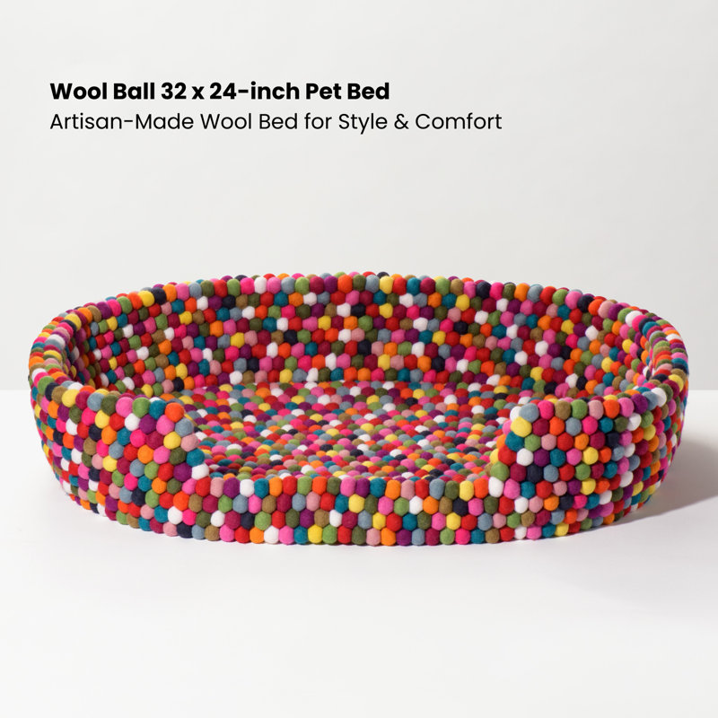 Lit pour animal en laine tricoté à la main MODWOOL l 32 po (multicolore), H 6,5 po x l 32 po x P 24 po