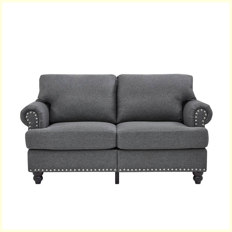 Canapé moderne avec accoudoirs et clous, Gris