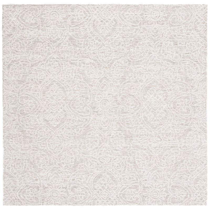 Metcalfe Handmade Tufted Wool Natural/Ivory Area Rug, Square 4'