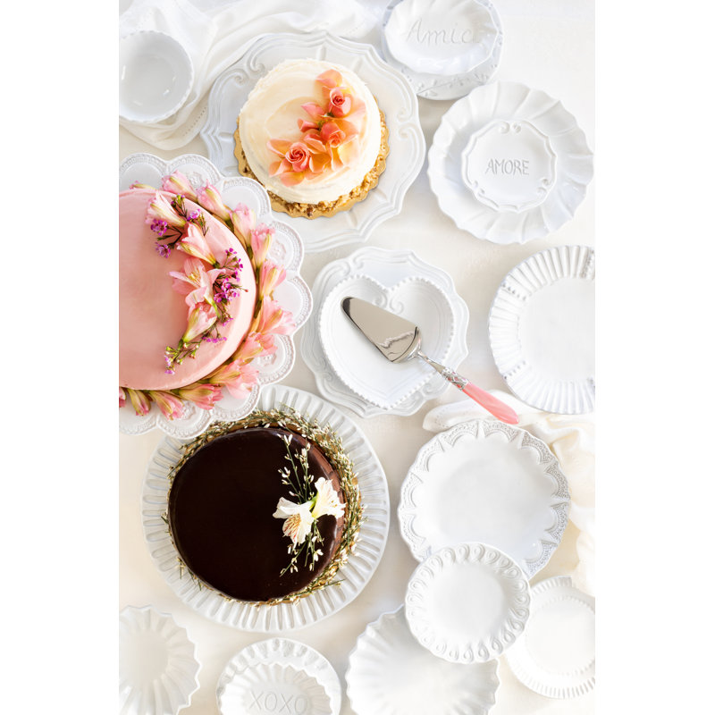 White Handcrafted Ceramic Baroque Salad Plate