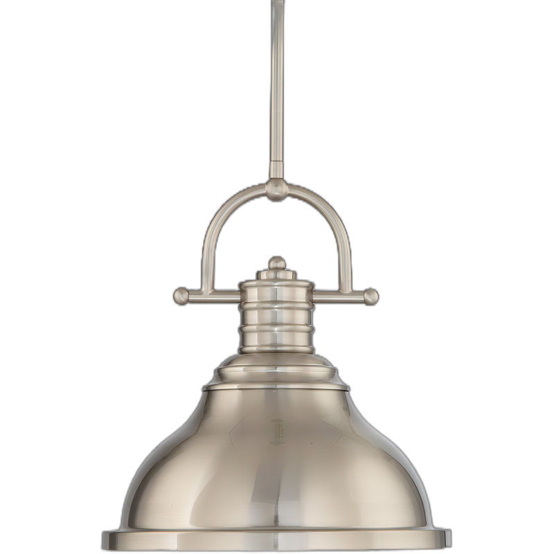 Abbie-J 1-Light Indoor Brushed Nickel Downrod Mini Pendant with 12"W Bell-Shaped Bowl, Brushed Nickel