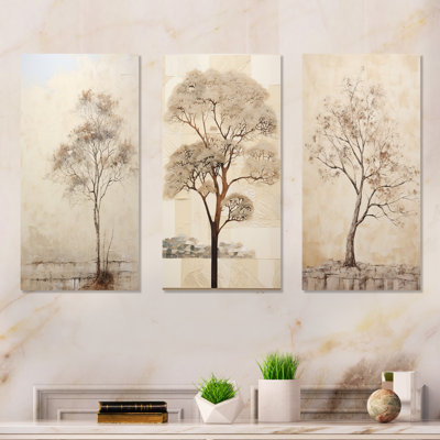 Arbre africain africain minimaliste - ensemble de 3 décorations murales en métal africain