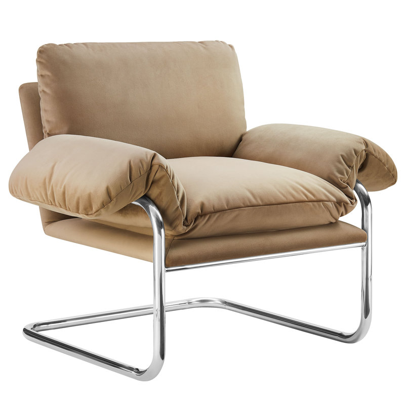 Ansel Performance Velvet Accent Chair, Taupe