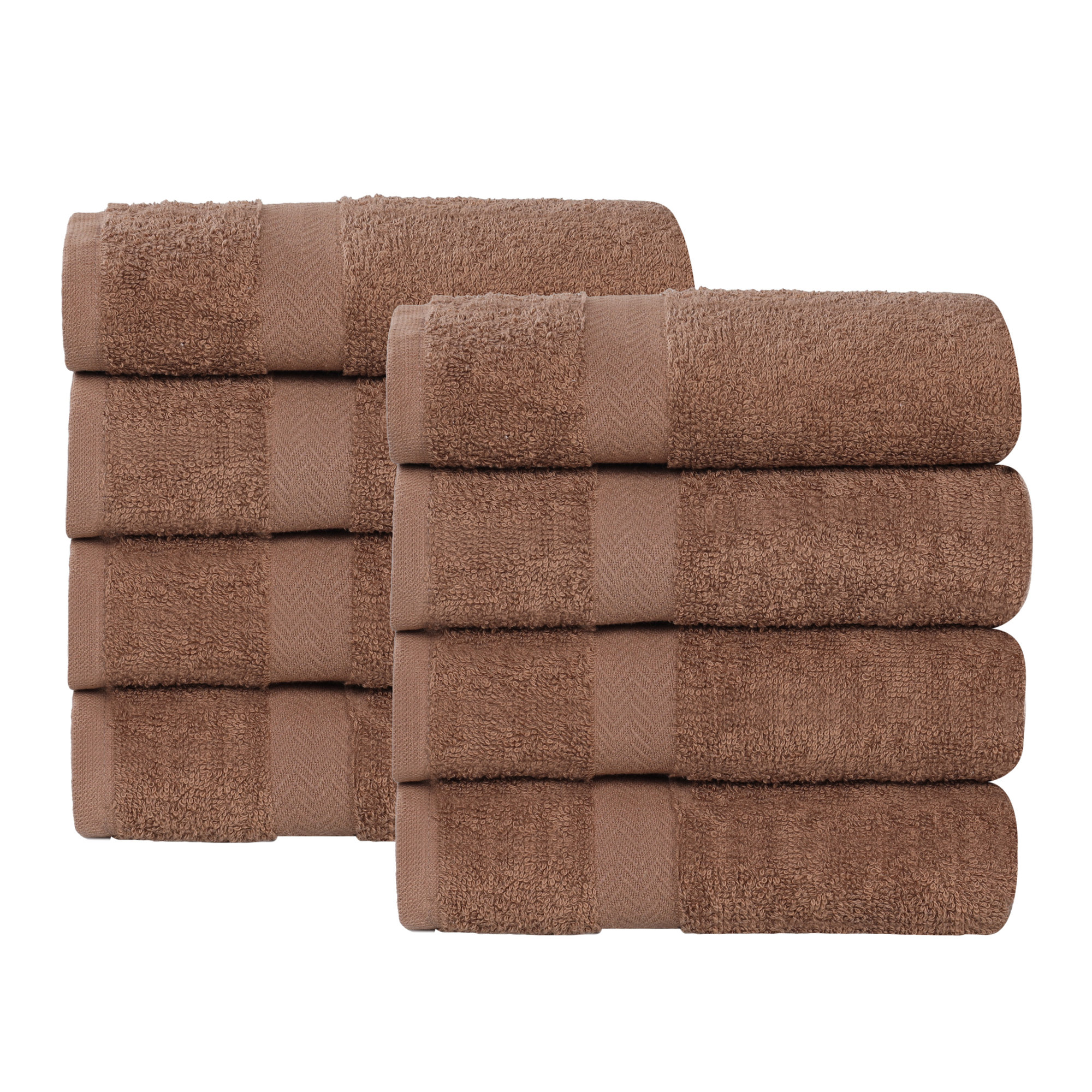 Glenlee 8 Piece Eco-Friendly 100% Cotton Hand Towel Set, Latte