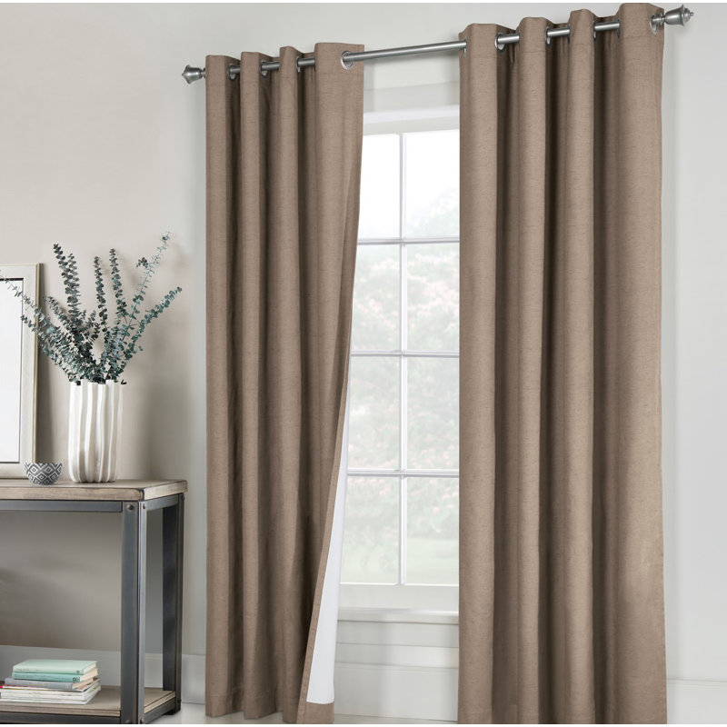 Harpa Solid Max Blackout Thermal Grommet Curtain Panels, 52" W x 84" L, Pebble