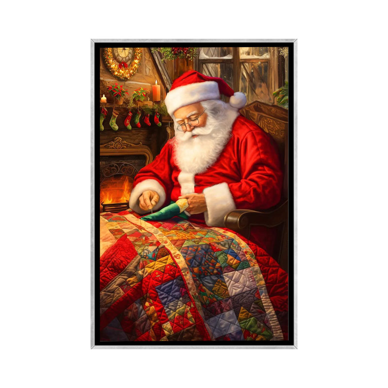 Santa's Hobby - reproduction d'art murale - toile encadrée, Argent argent, Impression encadrée sans passe-partout