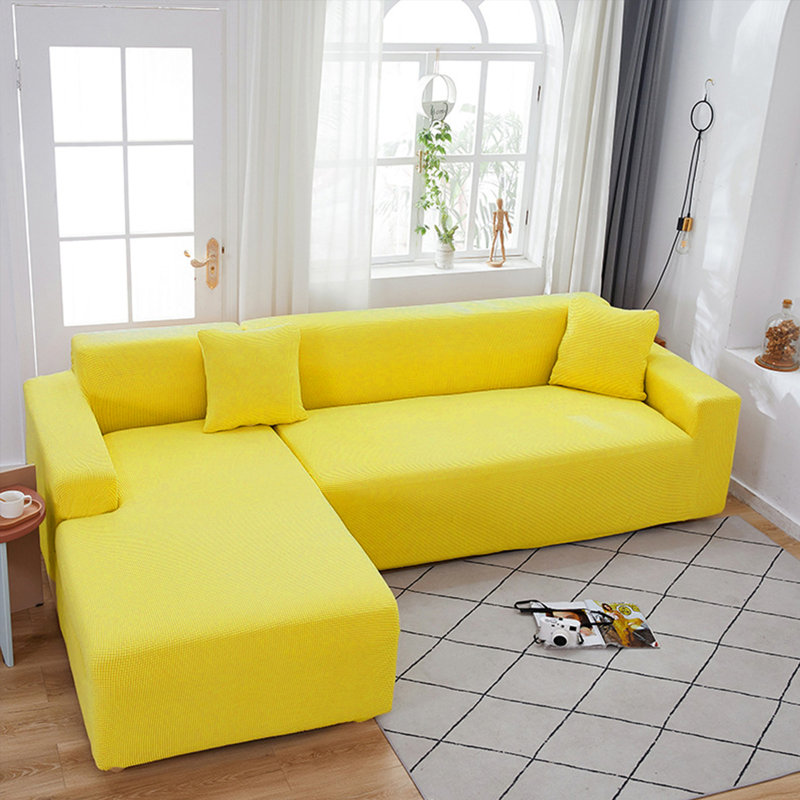 Housse pour canapé en jacquard Spandex, Jaune, H 40 po x l 72 po x P 40 po