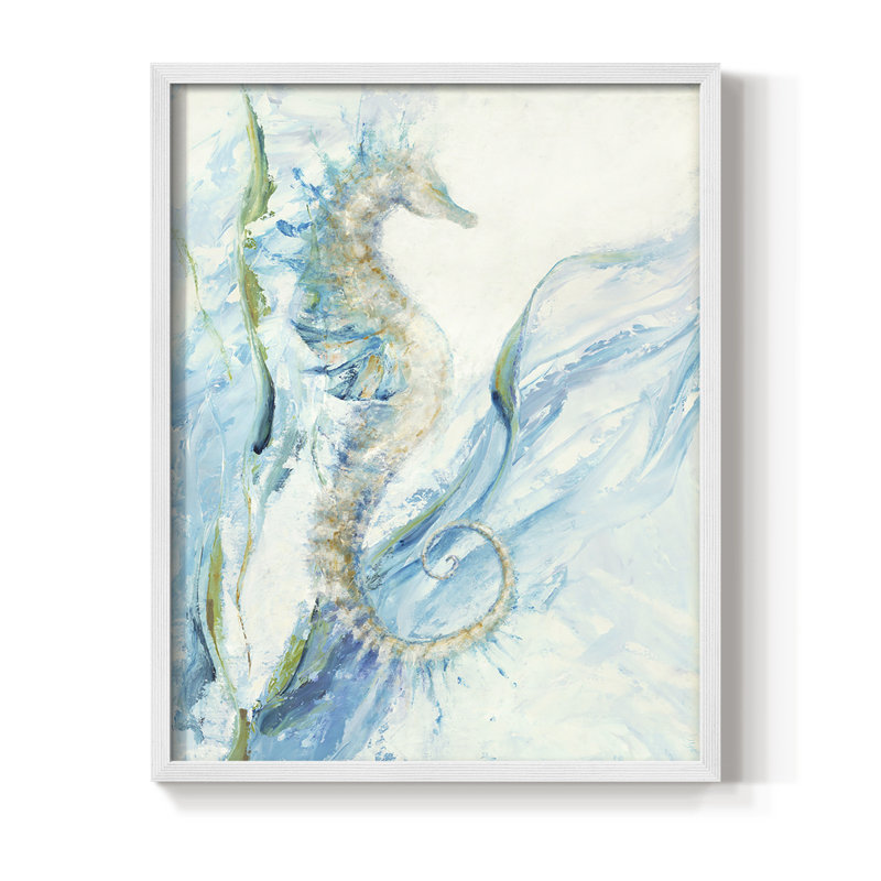 New Seahorse, reproduction encadrée - bois massif, H 21 po x l 17 po, Blanc