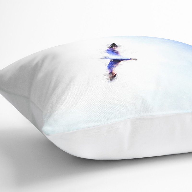 Flying Seagull Abstract Cushion with Filling, 55cm H x 55cm W x 20cm D, White