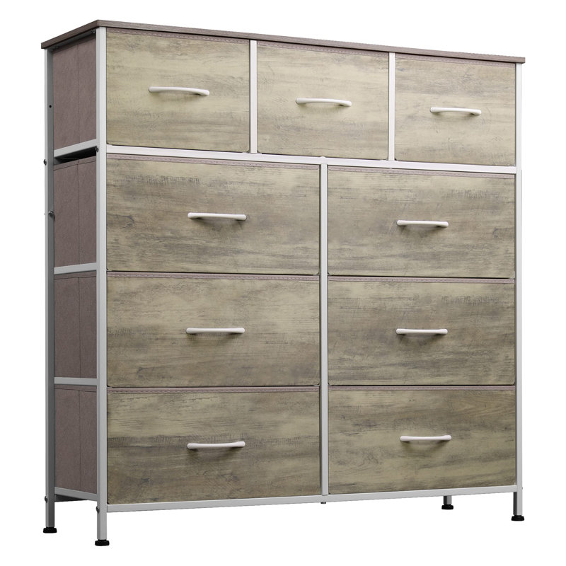 Reinardo  39.4" W 9-Drawer Dresser For Bedrrom With Wooden, Tall Storage Tower With Steel Frame, TV Stand Dresser for Living Room, Entryway