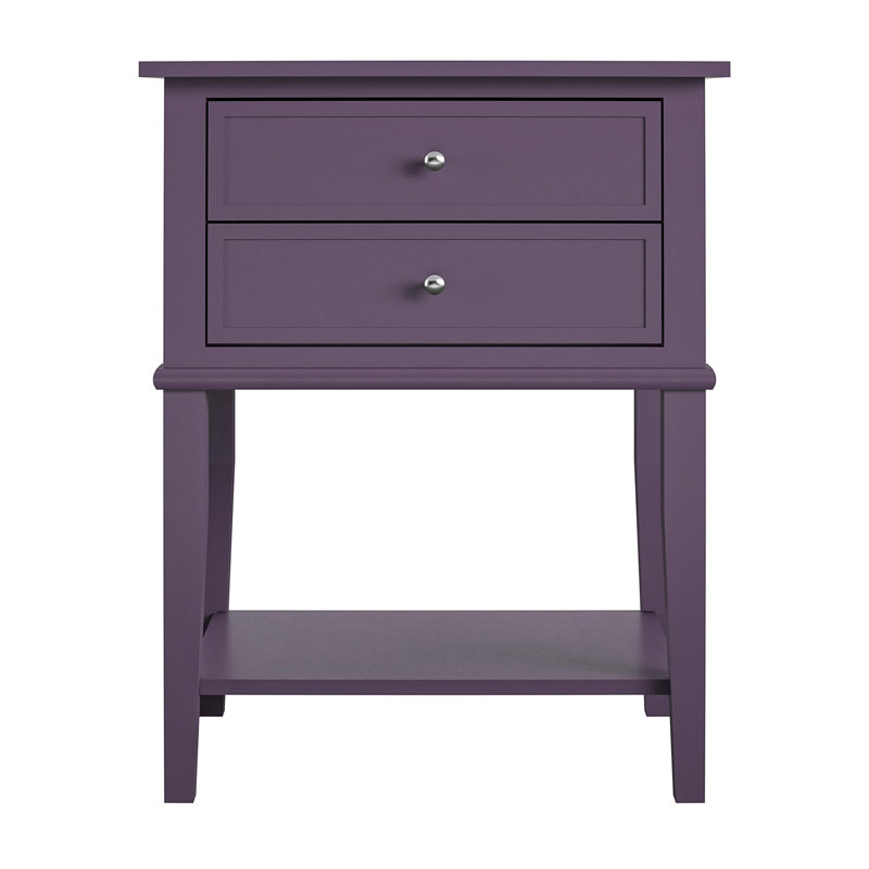 Dmitry 2-Drawer End Table with Storage, Purple