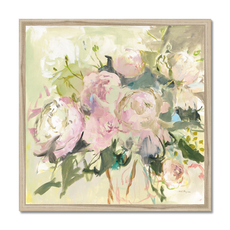 Peonies With Sage by Marilyn Hageman - Painting, 95cm H x 95cm W, Natural Wood Framed Paper Print