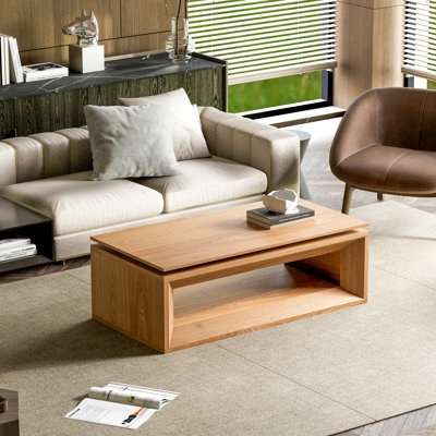 Table basse 43,3 po à plateau relevable moderne en placage de bois massif