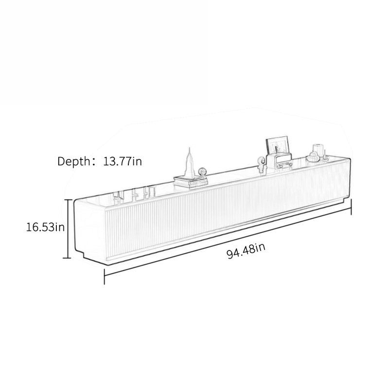 Modern minimalist grid design sense TV cabinet, 94.48"