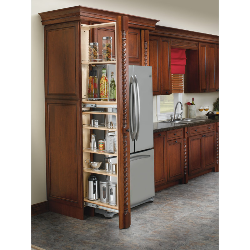 Wood Tall Filler Pull Out Organizer For New Kitchen Applications, 44.50"H x 6"W x 23"