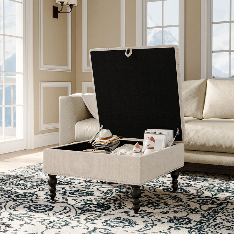 Dupras 74cm Wide Ottoman with Storage, Beige