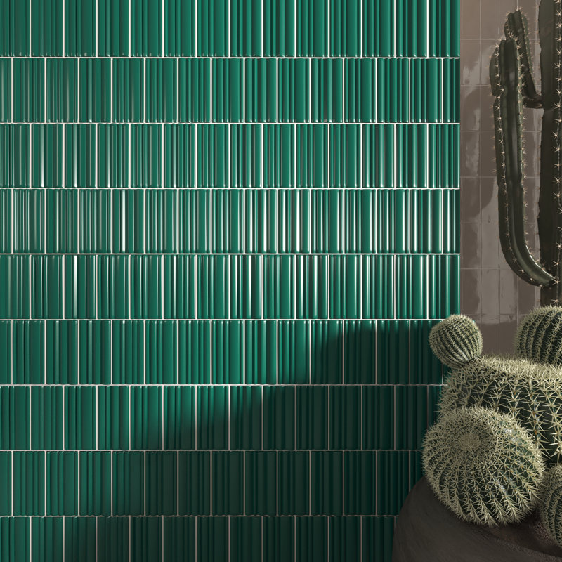 Piccolo Sticks 2.5x5 3D Ribbed Wall Tile, Green