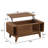 Denicka Mid-Century Modern Coffee Table with Storage,Lift Top Coffee Table with Slatted Sliding Door for Living Room,Walnut