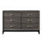Mobilier de chambre à coucher contemporain en bois à finition grise avec commode 6 tiroirs 1Pc-586244580