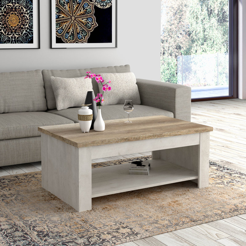 Hedger Lift Top Four Leg Coffee Table with Storage