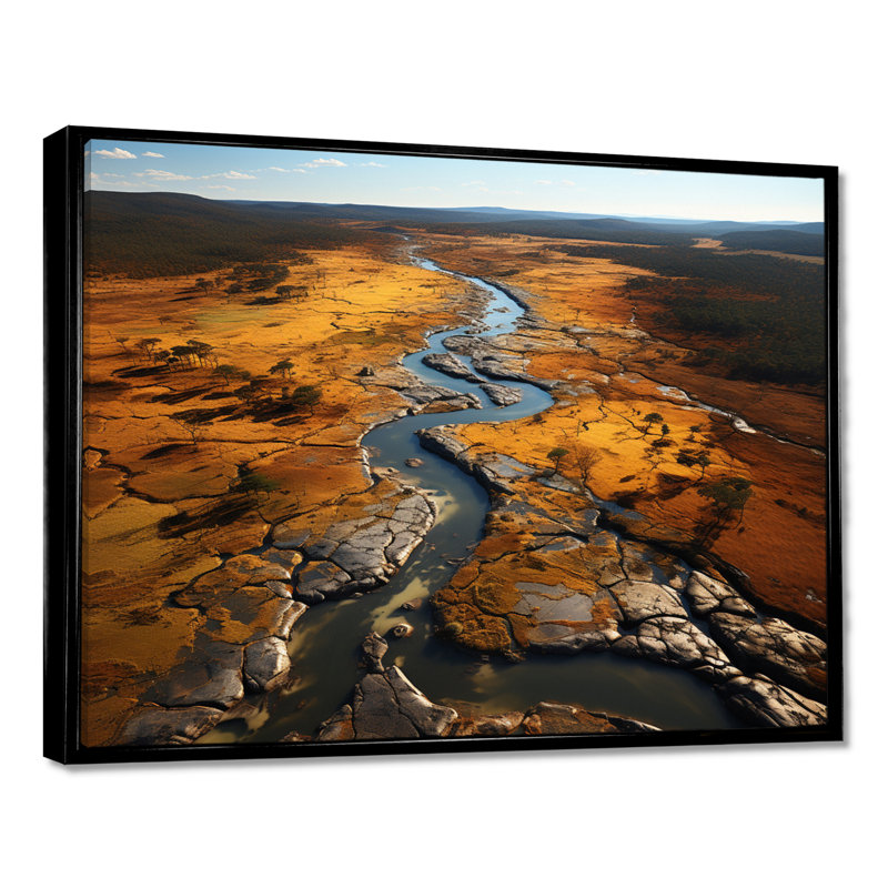 Margetts - salon d'art mural paysage africain, H 12 po x l 20 po x P 1 po, Toile avec cadre flottant noir