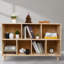 Bibliothèque en bois à 2 niveaux avec pieds, rangement ouvert à 7 cubes pour bureau à domicile, salon et salle d'étude-232003553