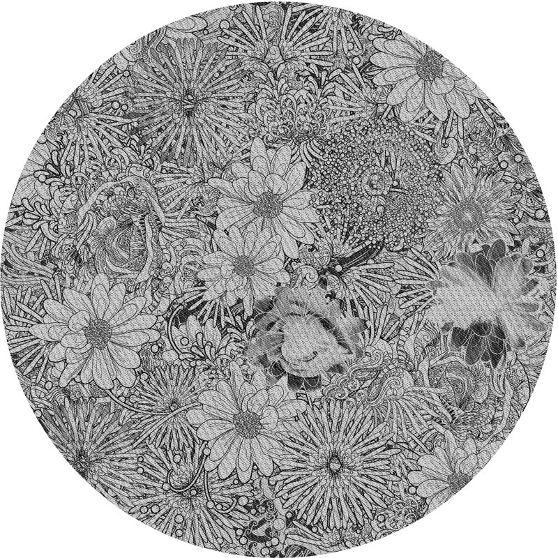 Floral Indoor Rug, Round 6'