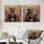 Bison curieux avec lunettes lisant le journal sur la toilette I - Décoration murale de toilette - Art mural traditionnel 2 pièces