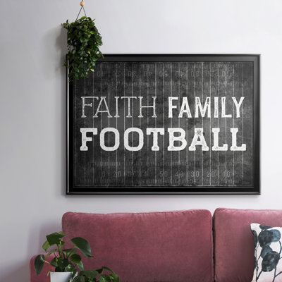Faith Family Football, art textuel encadré sur toile