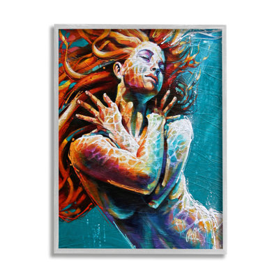 " Beautiful Vivid Woman Underwater Swimming Flowing Hair " by Colin John Staples