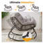 Fauteuil à bascule gris clair avec repose-pieds, fauteuil en osier résistant aux intempéries et coussins