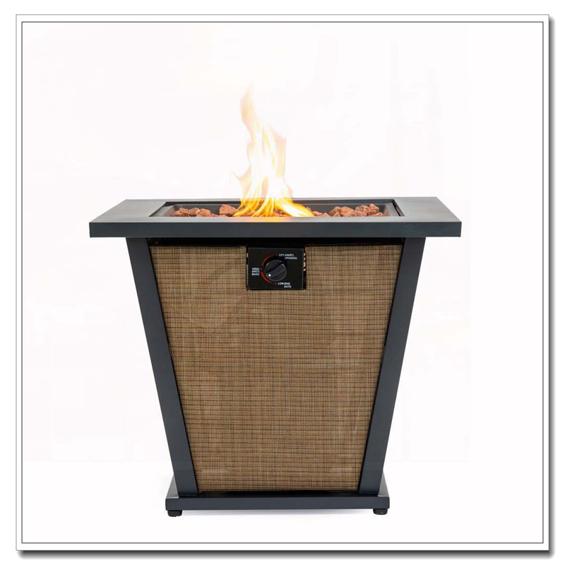 28" Propane Gas Fire Pit Table, 50000 BTU Square Steel Fire Pit for Outside Patio Deck Garden Courtyard