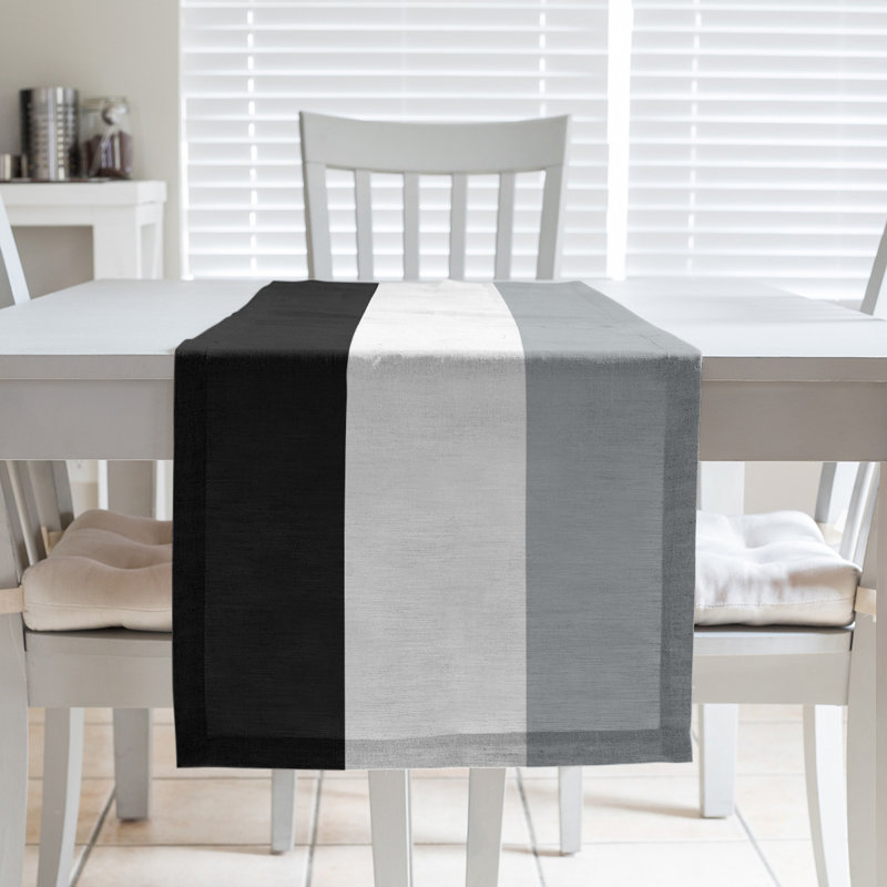 Las Vegas Football Stripes Table Runner, 90" L x 16" W, Silver/Black, Polyester