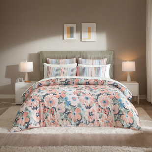 Dailynap Fresh Style Floral Pattern Blue And Pink Bedding Set