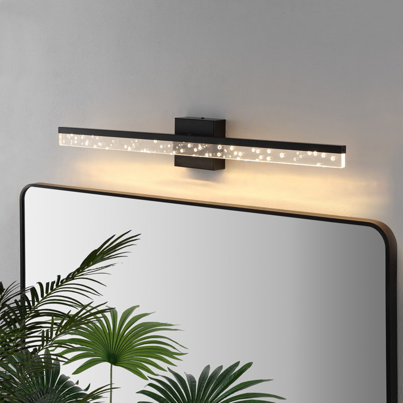 Yashas Modern Contemporary 360-Degree Rotatable Iron/Seeded Acrylic Integrated LED Vanity Light, 4.38'' H x 30'' W x 3.13'' D