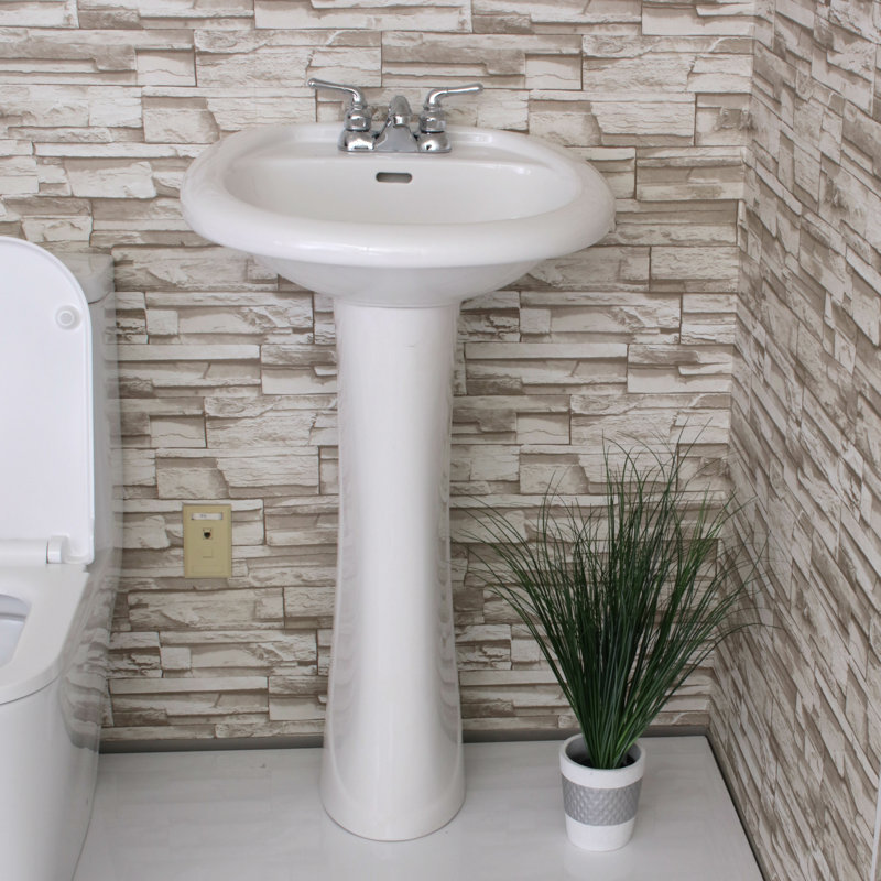 Lavabo de salle de bain piédestal en porcelaine vitreuse 22 "avec trop-plein Prestige