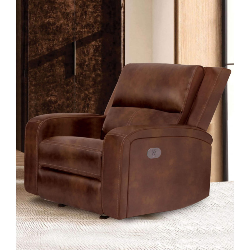 40.4" W Transitional Power Recliner, Medium Brown