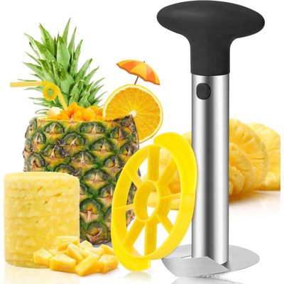 Machine à couper l'ananas 2 en 1 avec outil ergonomique 430 en acier inoxydable pour faciliter le retrait et le tranchage